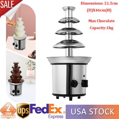Chocolate Fountain Machine,4 Tier Stainless Luxury Cater Cheese Cascading Fondue