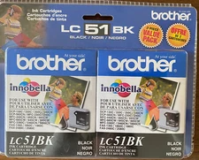 Brother LC51 Black Ink Cartridges, 2 Pack LC51BK2PKS  (10/2009)