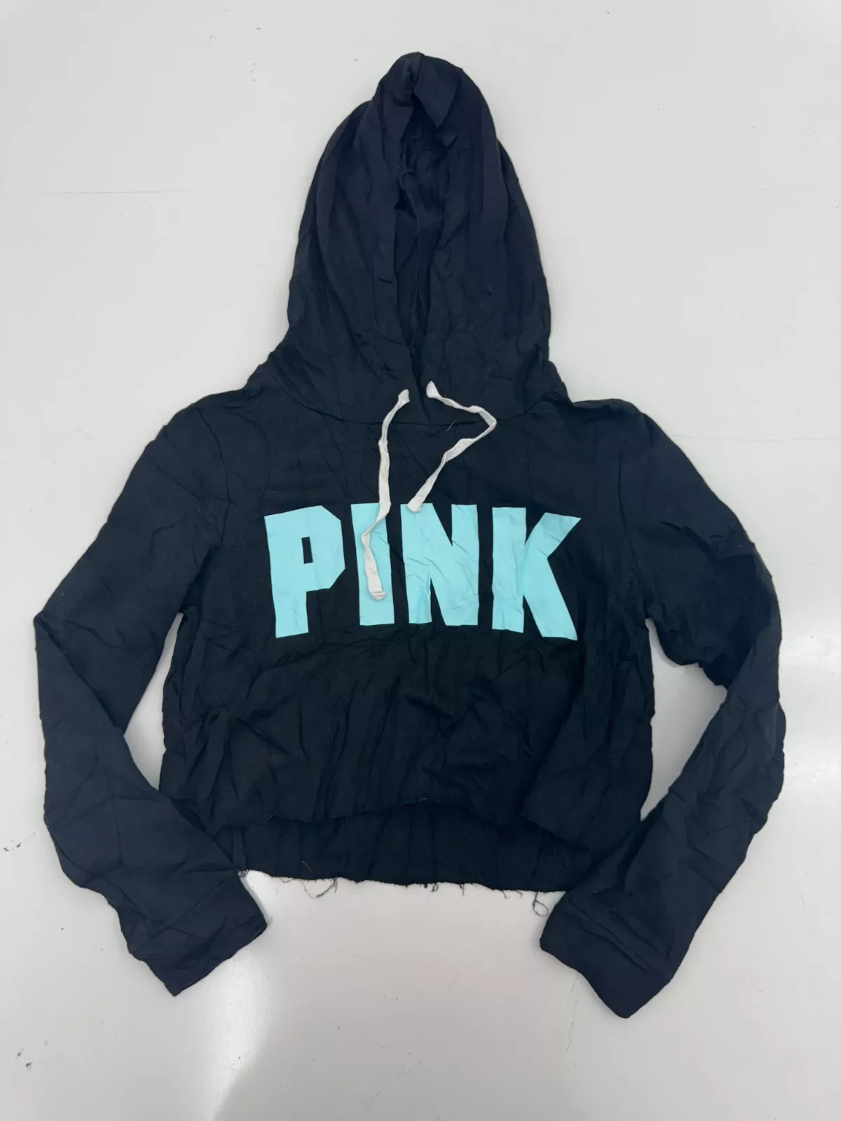 victoria-secret-vs cropped black pullover hoodie