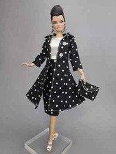 Handmade Black White Coat Gown Dress Outfit Bag Silkstone Fashion Royalty FR