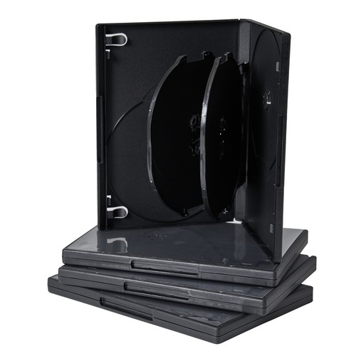 50 Standard 14mm 2 Tray Hold 6 Six CD DVD Blu-ray Discs Black Case Movie Box - Picture 2 of 8