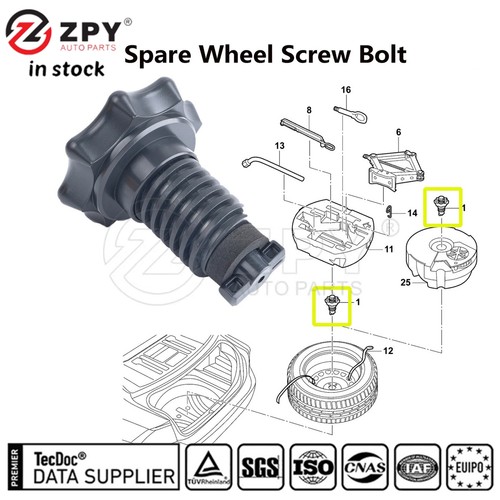 ZPY Spare Wheel Tire Hold Fixing Screw Bolt For Seat Altea Leon Toledo Ateca - Picture 2 of 7