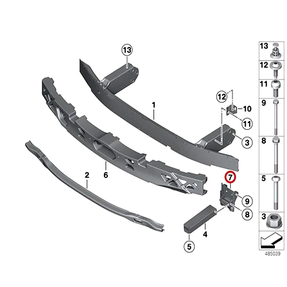 Front Bumper Bracket 51117186513 / 51117186514 For 09-16 BMW 535I 550I 740I 750I - Image 2 of 4