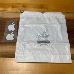 1 Apple Shopping Bag & 2 Apple Logo Stickers Decals Tags: Apple brand logo stic