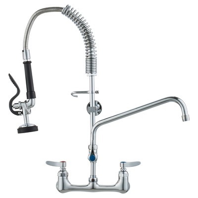 VEVOR Commercial Wall Mount Kitchen Sink Faucet Pre-Rinse Sprayer 25'' Height