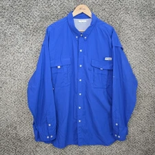 Columbia PFG Shirt Mens 3XT XXXL Tall Blue Fishing Button Down Mesh Lined