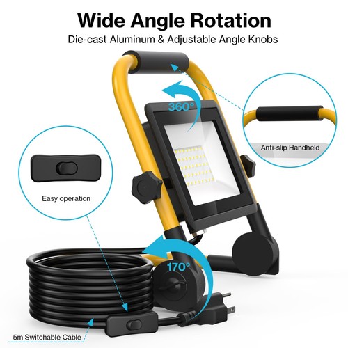 50W LED Work Light, 5000 LM Flood Light with 16.4 FT Switch Cord, Portable Wo... - Picture 6 of 6