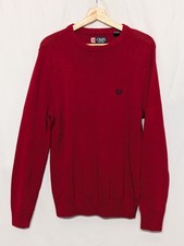 Chaps Mens Long Sleeved Red Knit Sweater 100 Cotton Size Medium