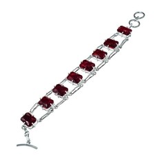 Red Garnet Gemstone Handmade 925 Sterling Silver Jewelry Bracelet Size-7-8"