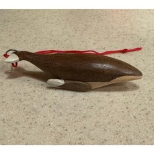 Carved wood whale ornament 3.5x1