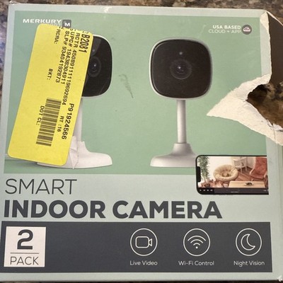 Set Of 2 Merkury Smart Indoor Security Camera 1080P with Voice Control MI-CW251