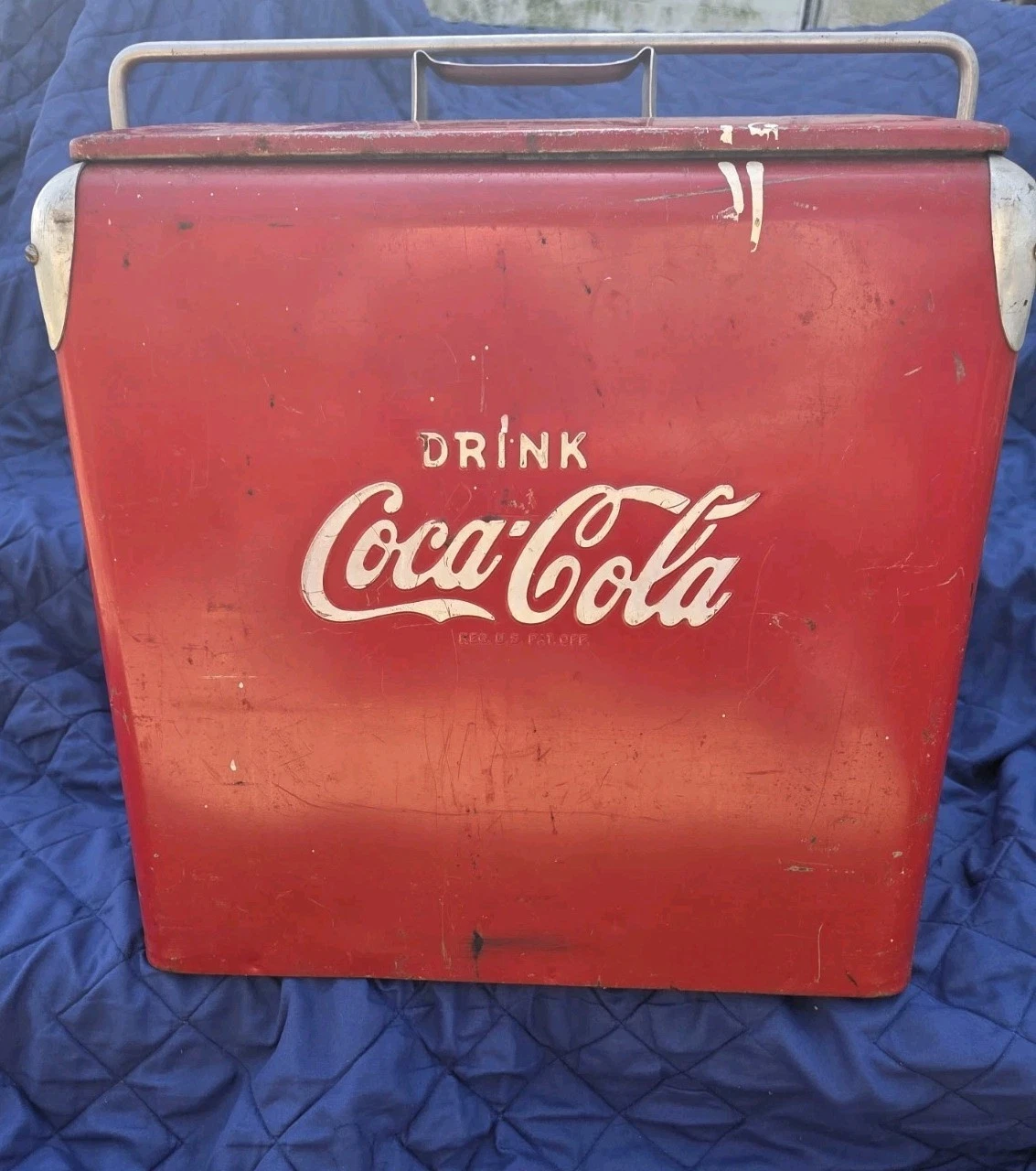 Vintage Coca-Cola RED Metal Cooler with Drain and Bottle Opener