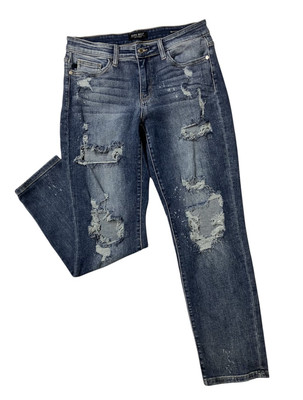 Judy Blue Boyfriend Fit Jeans Womens Size 9 29 Act 31 Distressed Freckled Bleach