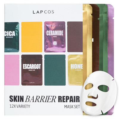 Skin Barrier Repair Sheet Mask Variety Pack   Escargot, Cica, Ceramide, Honey 4 