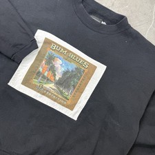 Vintage 90s Bum Equipment Box Logo Bum Blues Black Sweatshirt Large Made In USA