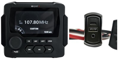 MB Quart GMR-LED Gauge Hole Marine Bluetooth Receiver+Dash USB/FM/Weather Band