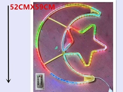 Mond und Stern leuchtend LED Neon Flex RGB 59cm Fernbedienung Weihnachtsdeko sus