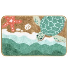 Coastal Sea Turtle Bathroom Rug 20x32 Inch, Soft and Absorbent Tufted Beach B...
