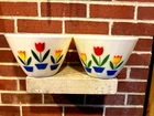 Vintage Lot of (2) Fire king Tulip Bowls  8 1/2" X 5 3/4"