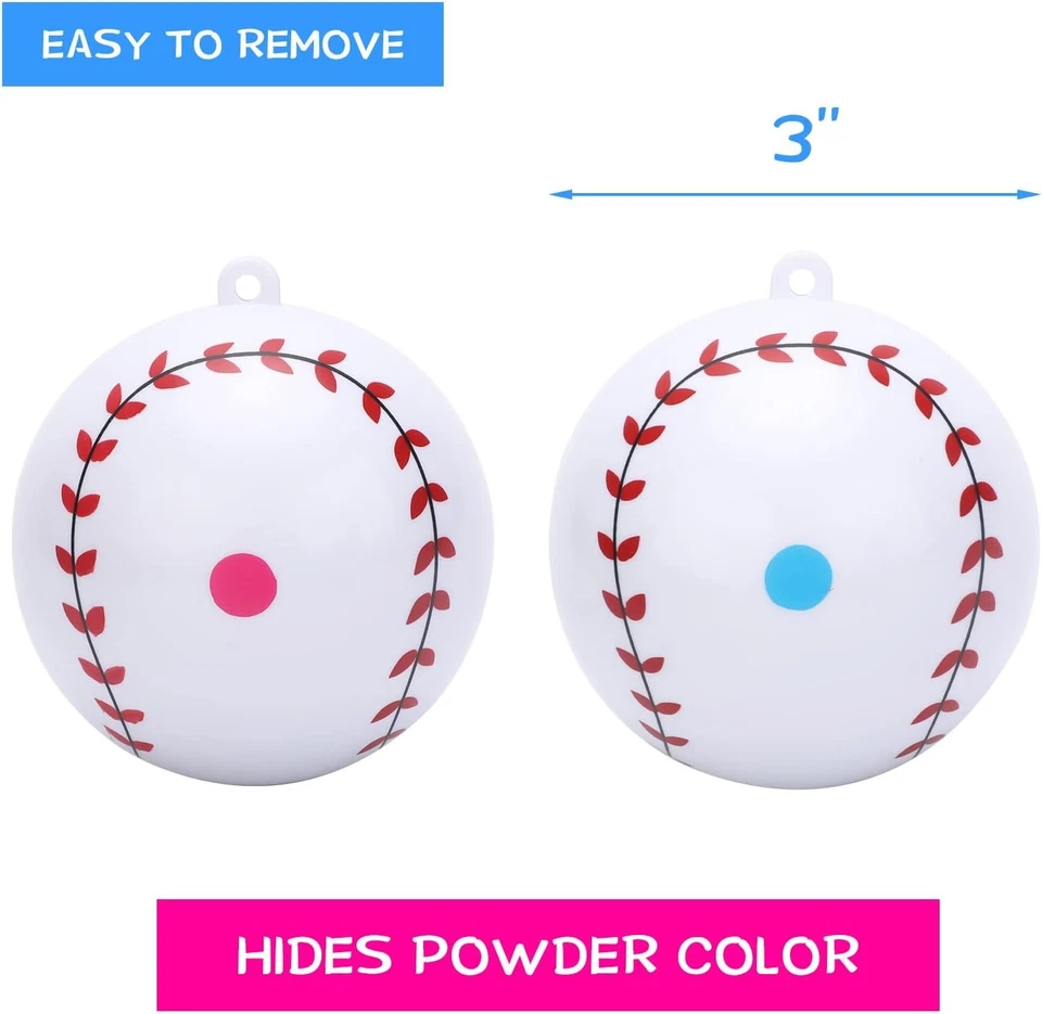 Béisbol Revelación de Género con Polvo Azul Rosa Dos Bolas Total para Revelación de Género Foto 3 de 4