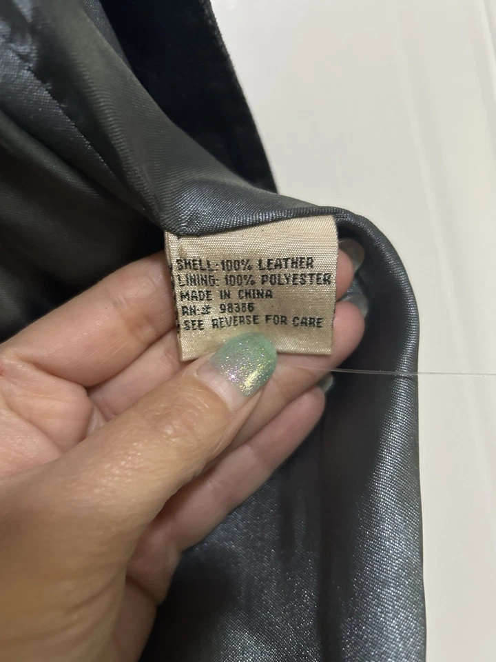 Blazer de gamuza para mujer negro metálico 100 % cuero talla L Foto 3 de 4