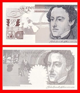 POLYMER Test Note Specimen John Millais intaglio 1980 England Werbenote TYP A