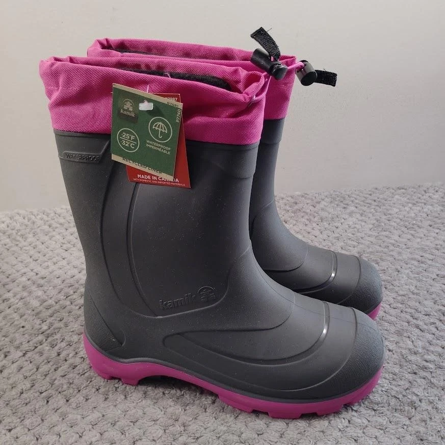 Kamik SNOBUSTER 1 Boots Toddler Size 6 KidsGray Rubber Waterproof Insulated Snow