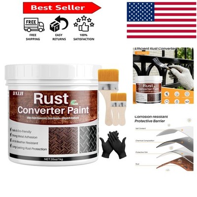 All-in-One Rust Converter & Primer - 35oz Waterproof Black Paint for Metal
