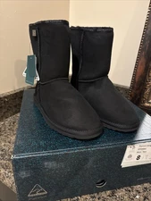 EMU Australia Platinum Stinger Lo Medium Black Sheepskin Boot Women Sz 8 NIB