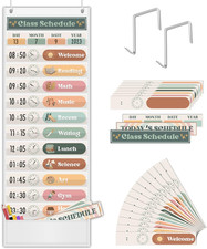 Boho Daily Schedule Pocket Chart for Classroom with 24 Cards  Welcome Back to Sch