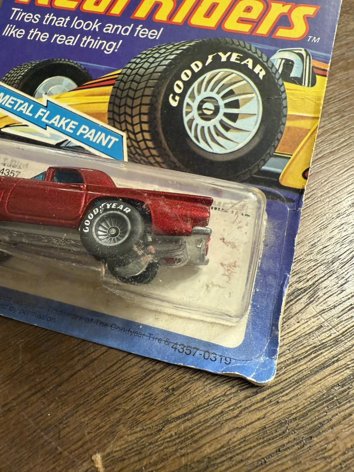 Hot Wheels 1982 Real Riders Metal Flake Red '57 T-Bird Goodyear Grey #4357 - Image 3 of 4