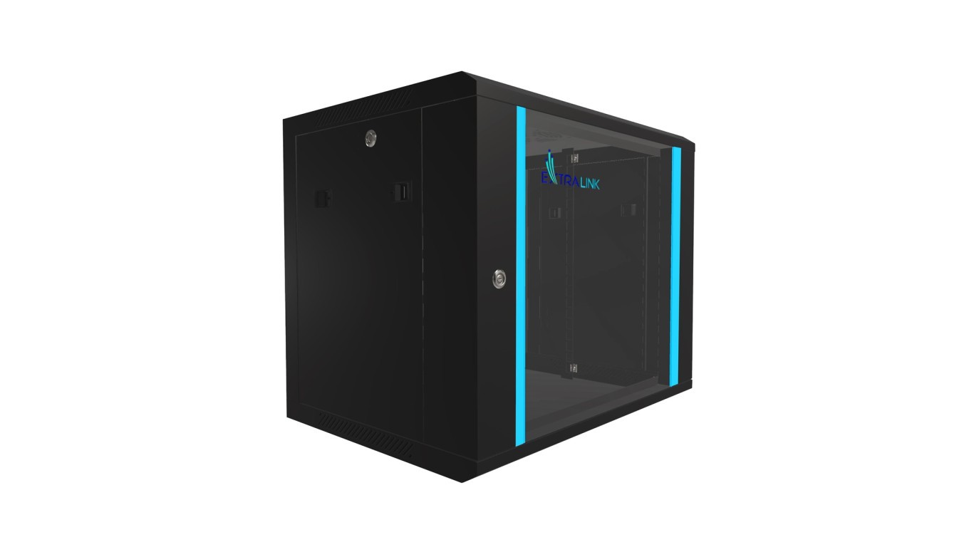 Wall Cabinet Rack 9U 600x450 Black EX.7249