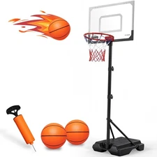 Kids Portable Basketball Hoop, Adjustable Height 38-75in/3.2-6.2FT Tall Toddl...