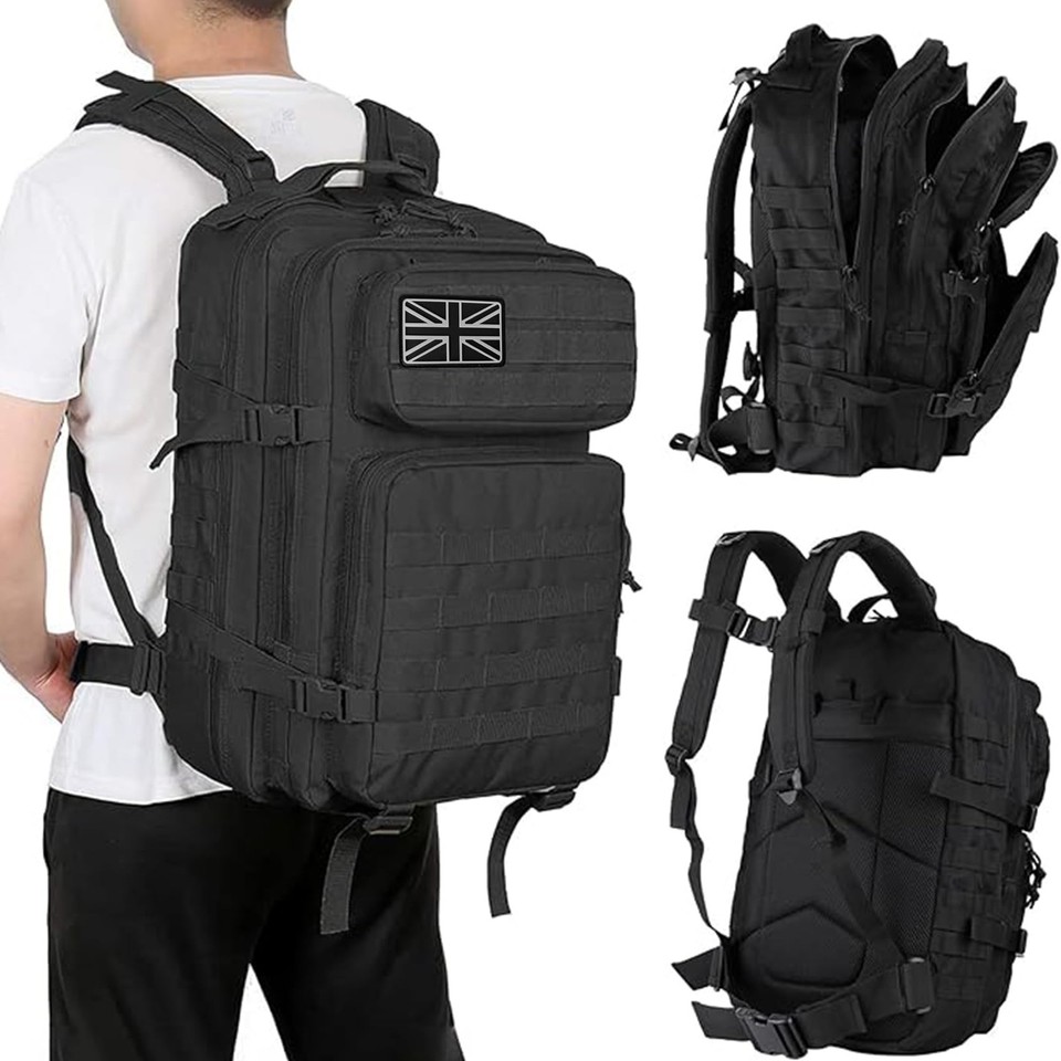 Oreunik Military Backpack 45L Waterproof Tactical Molle L, Black | eBay UK