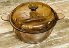 Vintage Pyrex Visions Amber Dutch Oven 4.5L Stock Pot Corning USA Brown 5Qt