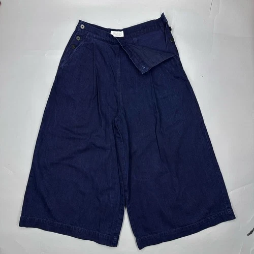 Toast Women Denim Pleated Culottes Wide Cropped Women’s 8 Blue Avantgarde