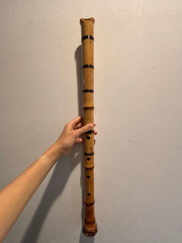 KumoMori Shakuhachi 65 5 Hole Bamboo Flute Decorative Tip Natural