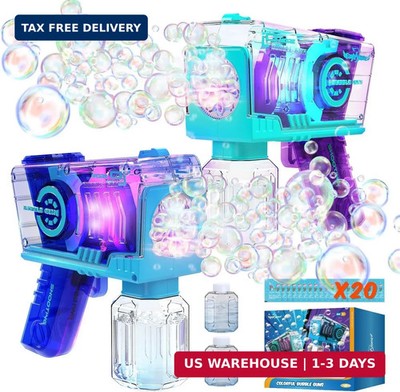 Eaglestone Bubble Gun for Kids 2 Packs, Automatic Bubble Machine, 10-Hole Bubble