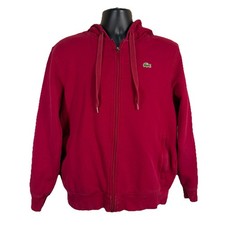 Lacoste Sport Sweat à Capuche Homme Grand Rouge Coupe Classique Fermeture Éclair Intégrale Logo Brodé