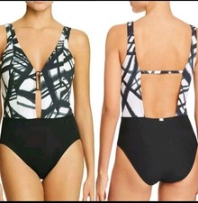 Amoressa By Miraclesuit Swimsuit Comet Ursa V-Neck One-Piece Size 8 Summer