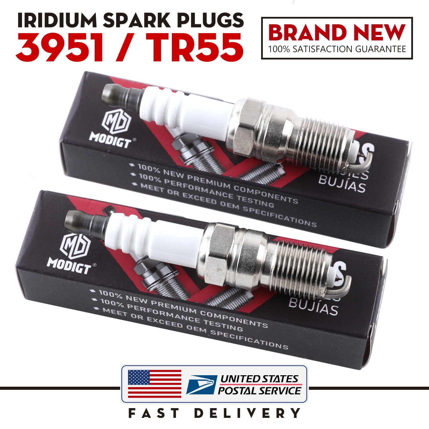 2Pcs Spark Plugs For NGK 3951 TR55 Replace For Chevrolet Ford Cadillac Mercury