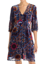 BNWT Johnny Was Johnny Was Ryan Burnout Velvet Dress Boho ⭐ Sisi L $398