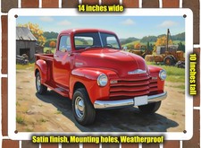 Metal Sign - 1950 Chevrolet 3600 4x4 Pickup Truck Oil Painting - 14x10