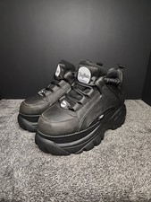 Buffalo London Ladies Classic Chunky Platform Shoes Leather Black US 10 EU 41