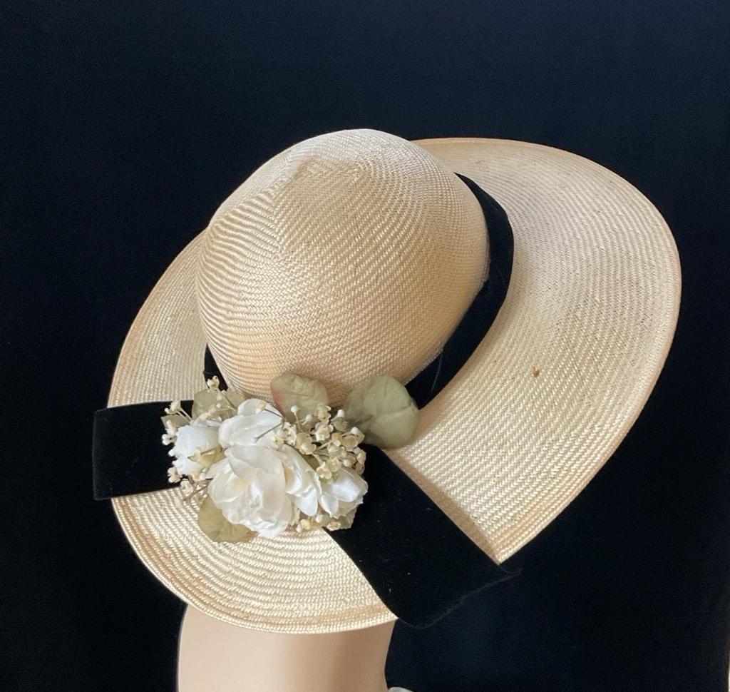 Wide Brim White Straw Vintage Hats for Women for sale | eBay display picture 2