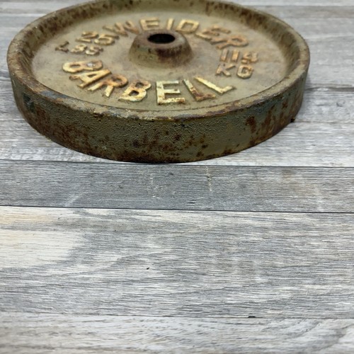 Piastra peso bilanciere Weider vintage 25 libbre in ghisa foro 1" - Foto 2 di 2