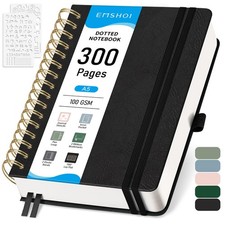 EMSHOI A5 Spiral Notebook College Ruled, Thick 300 Numbered Pages A5, Black