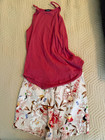 Splendid Pink Tank Top L & Express Floral Shorts 0 2-Piece Outfit Set — photo 1