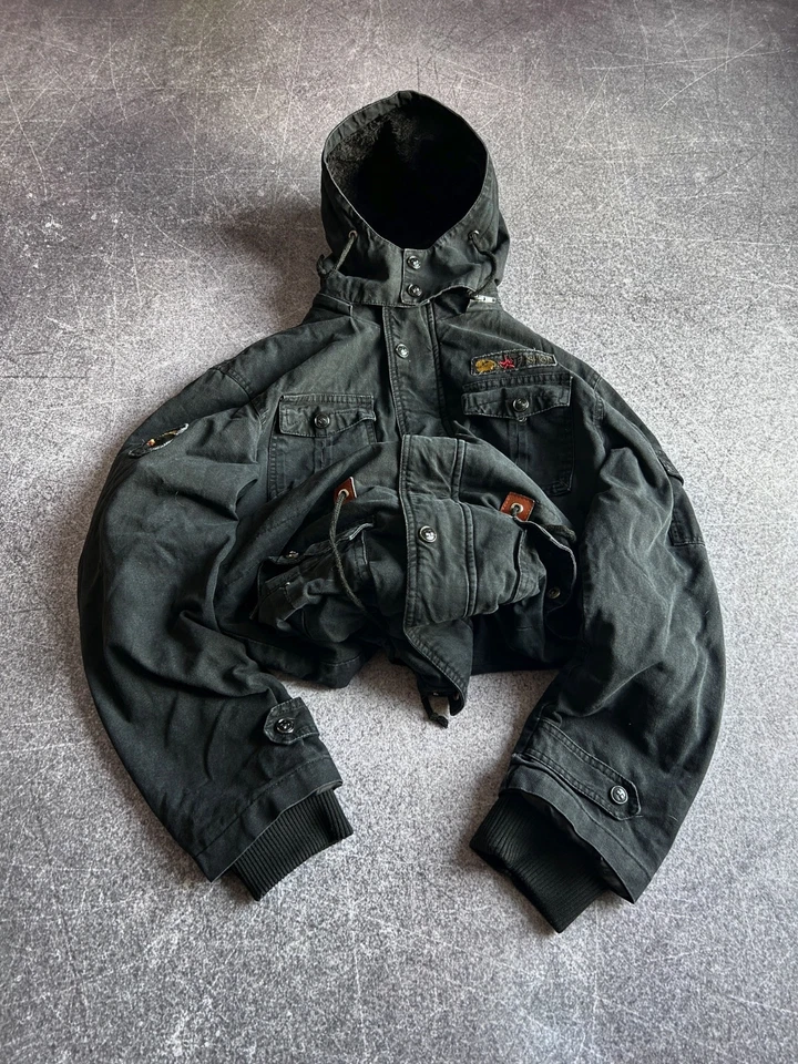 Chaqueta de Carga Vintage Streetwear Avant Garde If Six Was Nine Estilo Opio Capucha Años 90 Foto 3 de 4