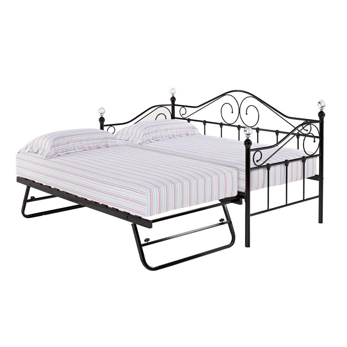 FLORENCE DAY BED TRUNDLE BED FRAME BLACK SINGLE 3FT METAL SOFABED GUEST BED eBay